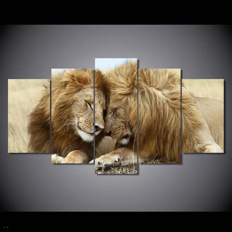 

Hd Печать панно с животными Lion Group живопись холст печать Декор помещения печать плакат картина холст Бесплатная доставка/91145