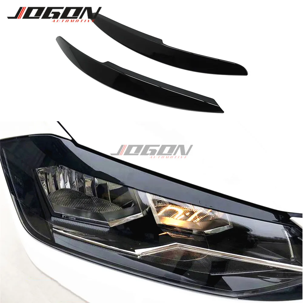 

Piano Black For VW Volkswagen POLO MK5 2011-2017 Car Headlight Eyebrow Eyelid Cover Trim 2pcs