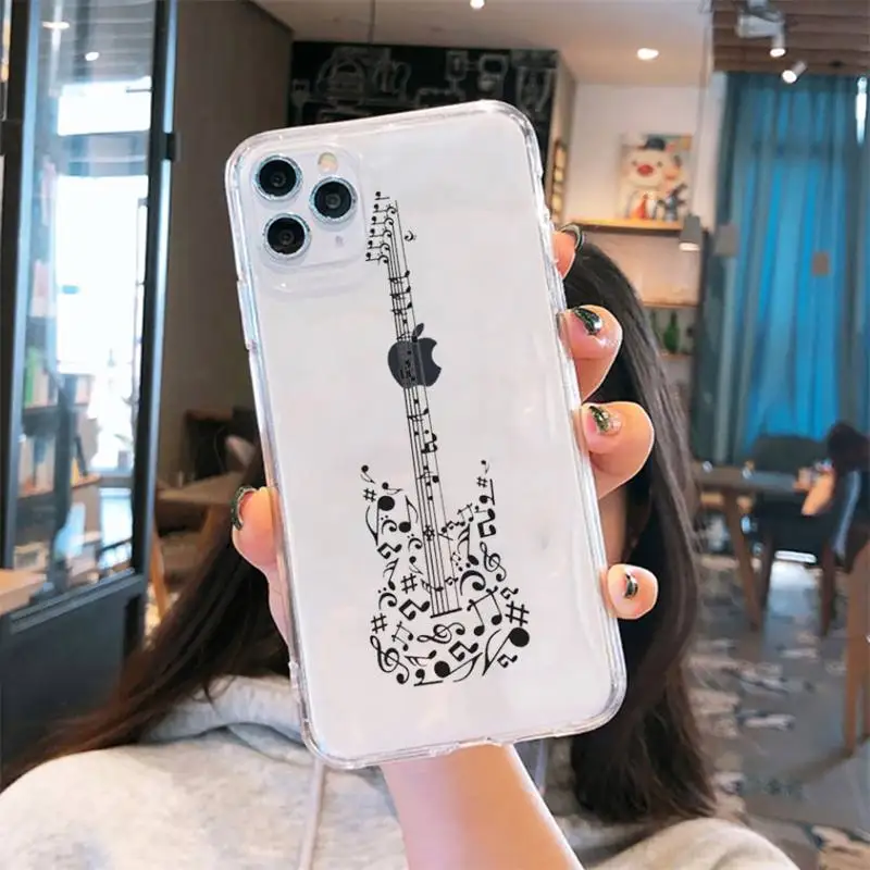 

Music violin notes funny Phone Case Transparent for iPhone 6 7 8 11 12 s mini pro X XS XR MAX Plus cover funda shell