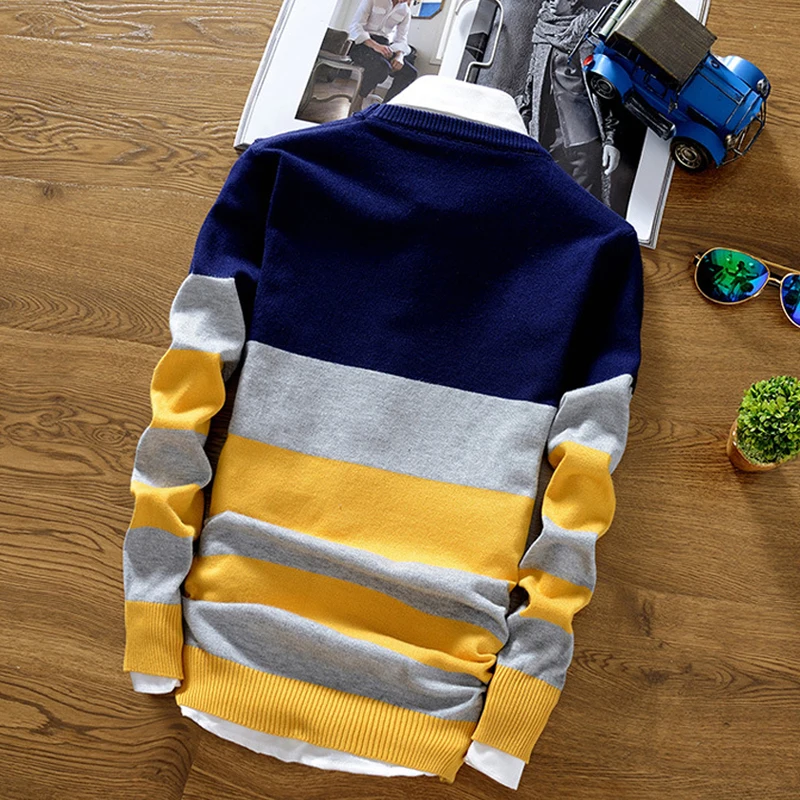 DIMUSI осенний мужской свитер пуловер повседневная мужская водолазка с круглым