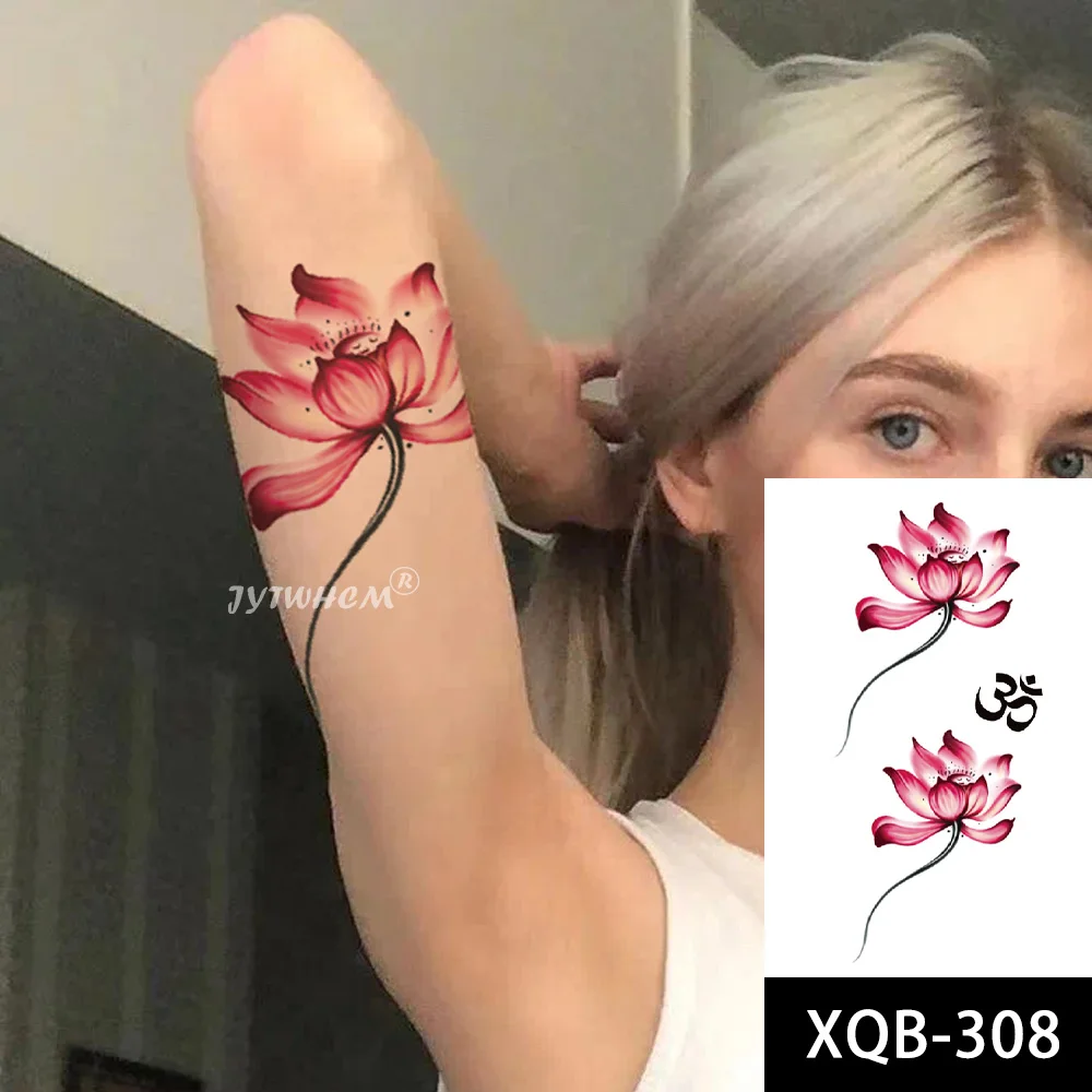 Черная татуировка стикер Мода цветок Роза пион черный водонепроницаемый