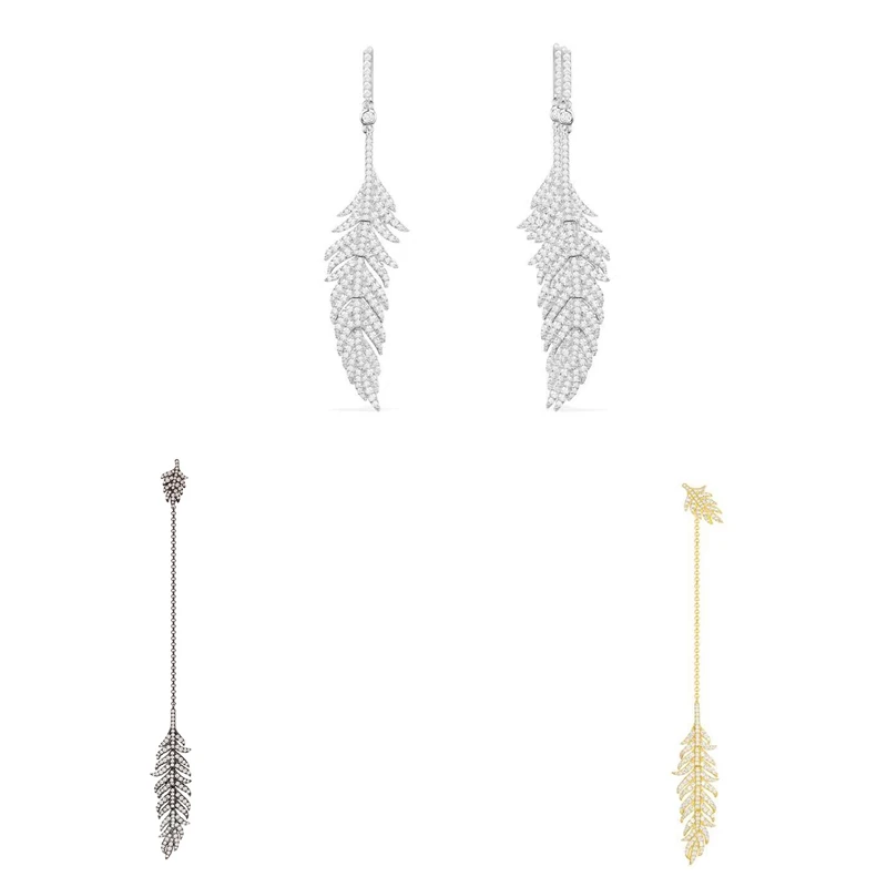 

LIDU High Quality 925 Silver Feather Earrings With Stylish And Elegant Monaco Jewelry As A Gift For Friends