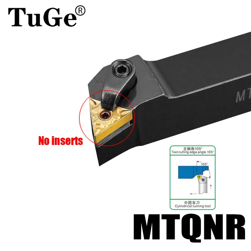 

External Turning Tool Holder MTQNR1616H16 MTQNR2020K16 MTQNR2525M16 Lathe Tool Cutting Angle 105° Cutter Holder No TNMG Insert