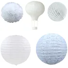 Бумажные фонарики белого цвета для свадьбы, праздника, дня рождения, декоративная бумага для вечеринок, цветочный шар, бумажная лампа для воздушных шаров
