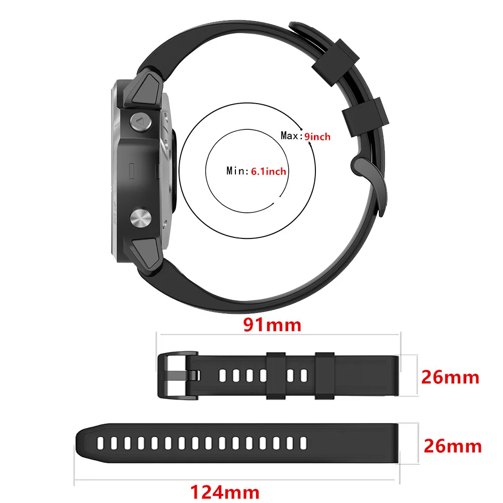Ремешок для смарт-часов Garmin Fenix 7 7X 5 6 5X 6X Pro Plus 3 HR быстросъемный Силиконовый