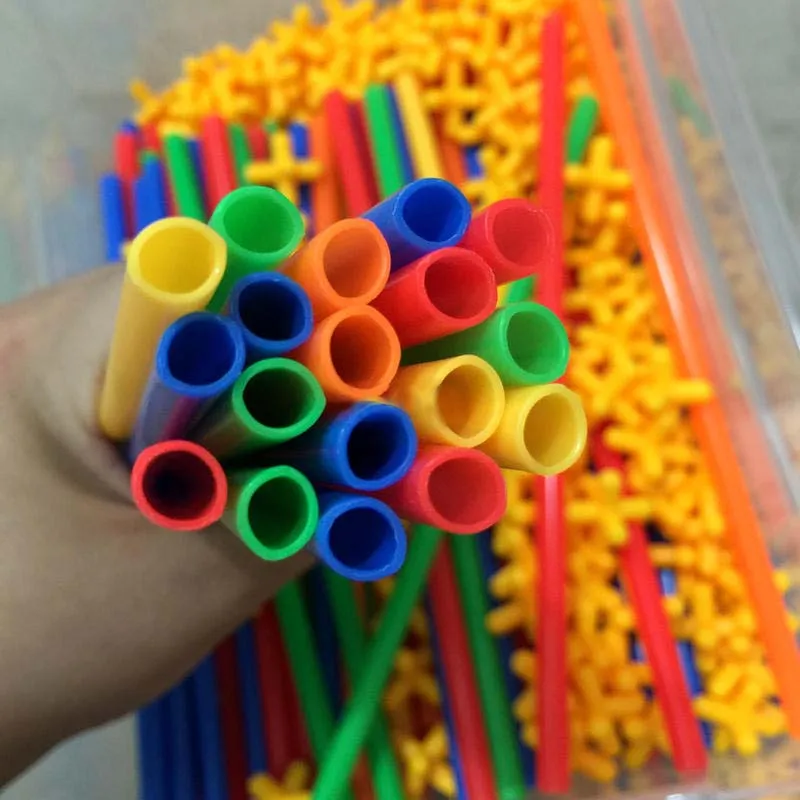 

100/200/300 PCS 4D DIY Plastic Straw Building Blocks Toy Set Creative Assembly Constructor Engineer Educational Toys Kids Gift
