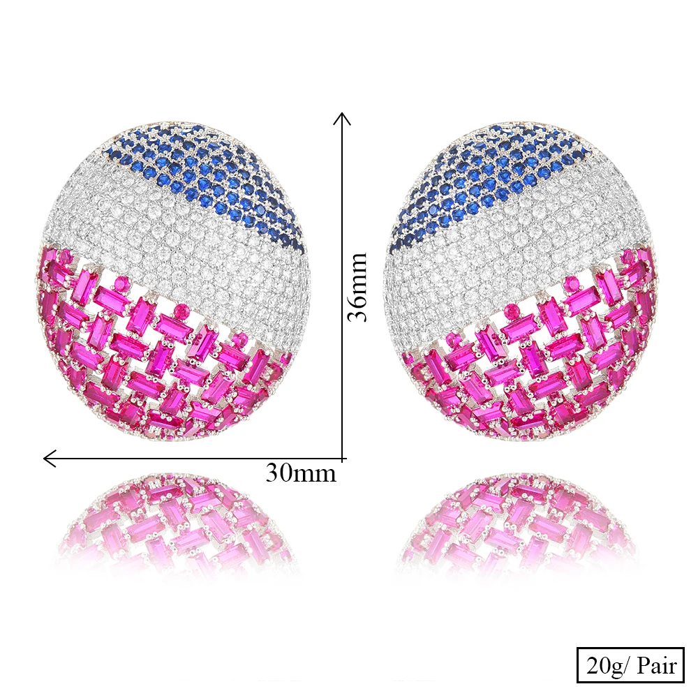 

SISCATHY Trendy Full Mirco Paved Cubic Zirconia Earrings For Women Wedding Big Stud Earrings Jewelry pendientes mujer mod 2019
