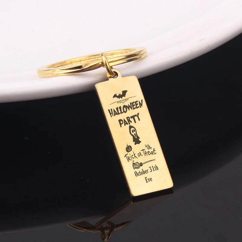 Drawings Pumpkin Lantern Bat And Witch Broom Keychain October 31th Eve Gift Halloween Party Trick Or Treat Jewelry |