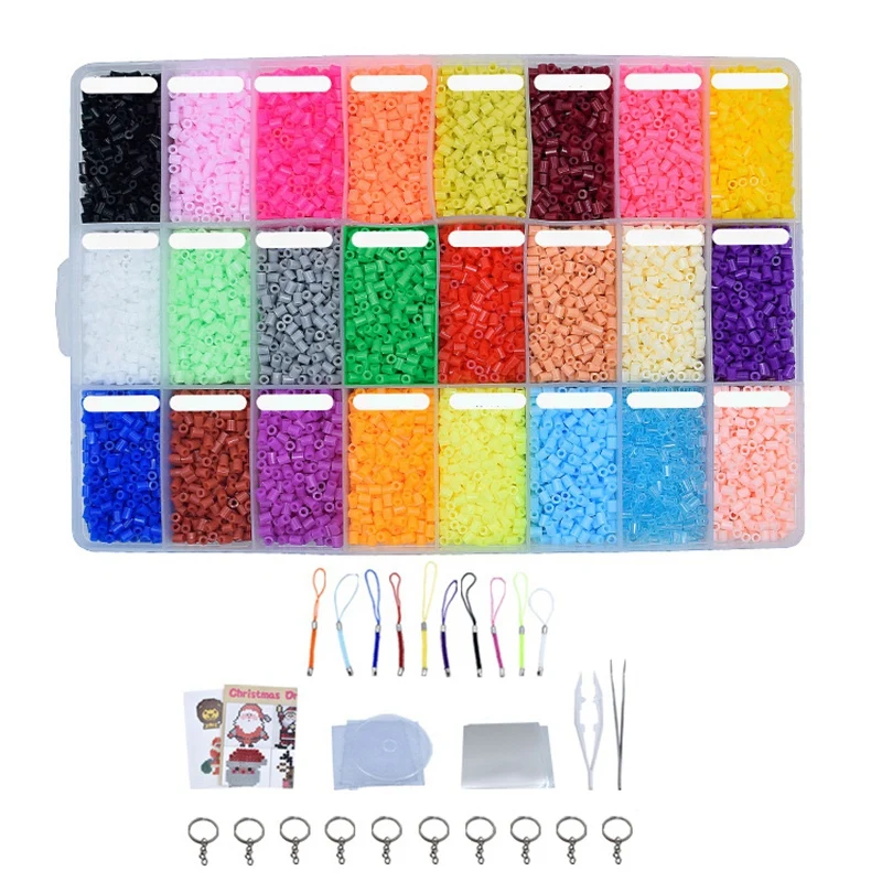

24000Pcs Fuse Beads 24 Color 2.6mm Mini Fuse Beading Kit with Pegboards Ironing Paper for Party Craft