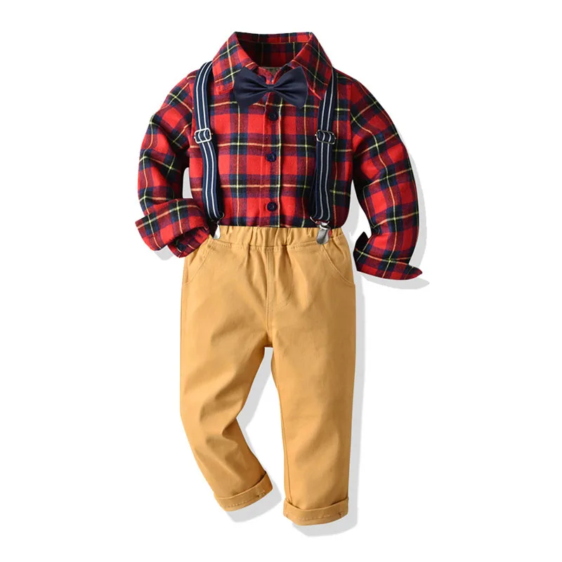 

Newborn Clothes 2020 Boys Autumn Clothing New Gentleman Suit Children Birthday Dress Send Bowtie Suspenders Pant Three-piece Set