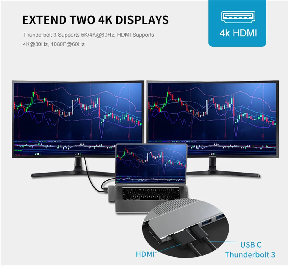 Офиса специализированный MacBook Air Pro Тип C USB концентратор HDMI кард ридер PD 3 0 QI