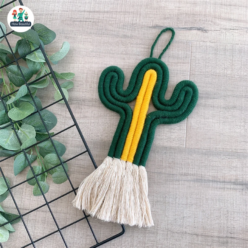 

Cactus Hanging Decorations Handmade Macrame Weaving Plants Girls Boys Kids Room Decoration Home Nursery Party Holiday Wall Decor