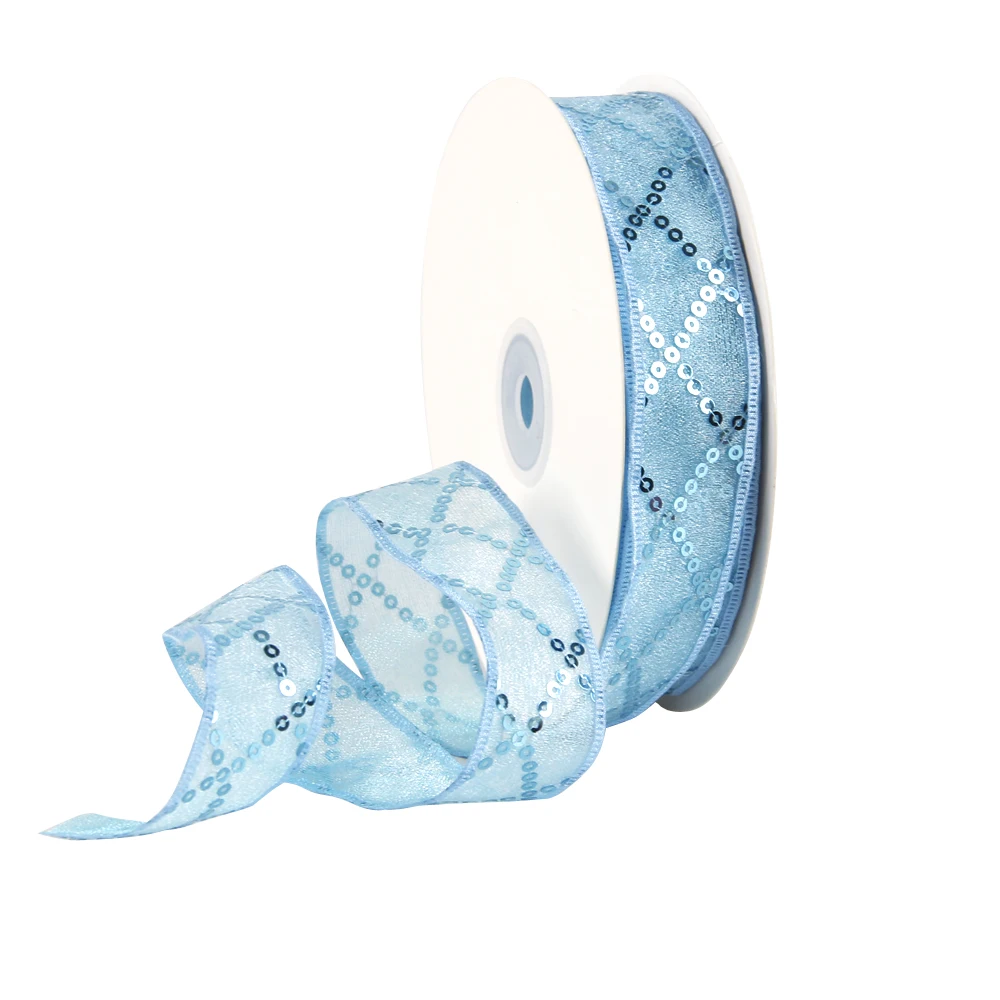 David accessories 48364(42 мм) и 59383(25 мм) газовая лента из органзы с блестками 25 ярдов, материалы ручной работы, 25Yc2546 - Цвет: 25mm