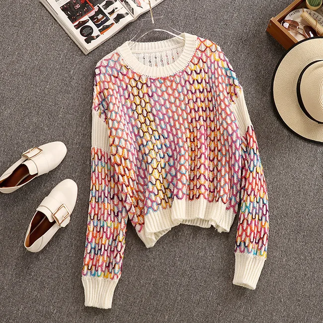 Женский твидовый костюм из двух предметов свободный свитер с круглым вырезом и