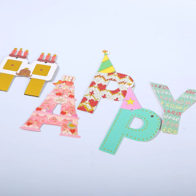 

Decorative Bunting Birthday Party Bunting Paper Bunting Birthday Party Flower Colored cartoon Letters