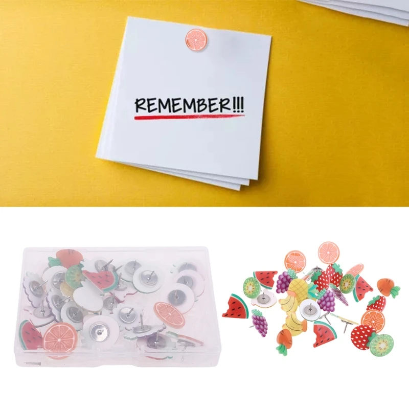 

30pcs Office Decorative Thumbtacks Vegetable Fruit Pushpins Whiteboard Photos