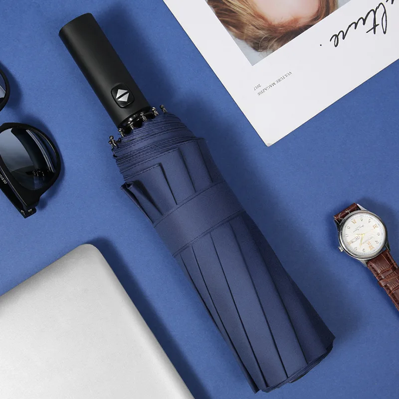 Забавный черный простой и стильный полностью автоматический зонт от дождя