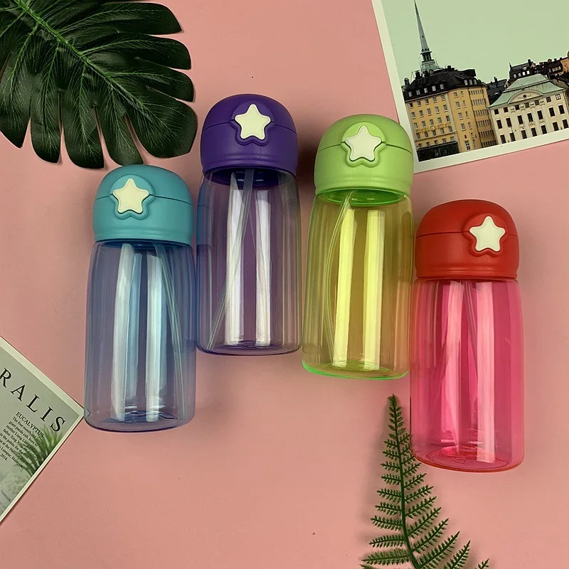 Детская бутылка для воды чайник мультфильм милый напиток пластиковая Спортивная бутылка с соломинкой портативная детская чашка