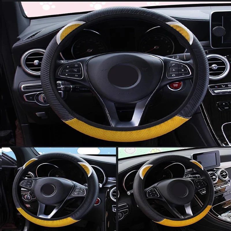 Кошачий карбоновый чехол рулевого колеса автомобиля Противоскользящий для Toyota Corolla Avensis RAV4 Yaris Auris Hilux Prius verso MG 3 ZR Buick