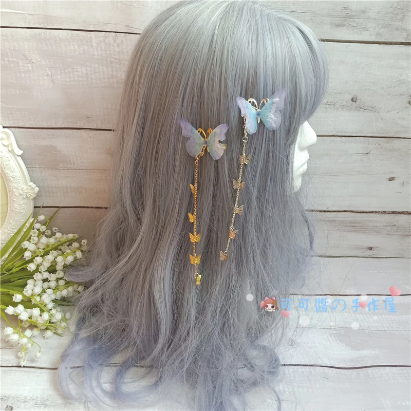 Старинный Стиль Hanfu Тюль имитации заколка &quotБабочка&quot аксессуары для волос