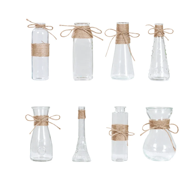

Storeazz Nordic Glass Vases Living Room Table Decoration Transparent Water Hydroponics Flower Rope Dry Flower Vase DIY Bottle