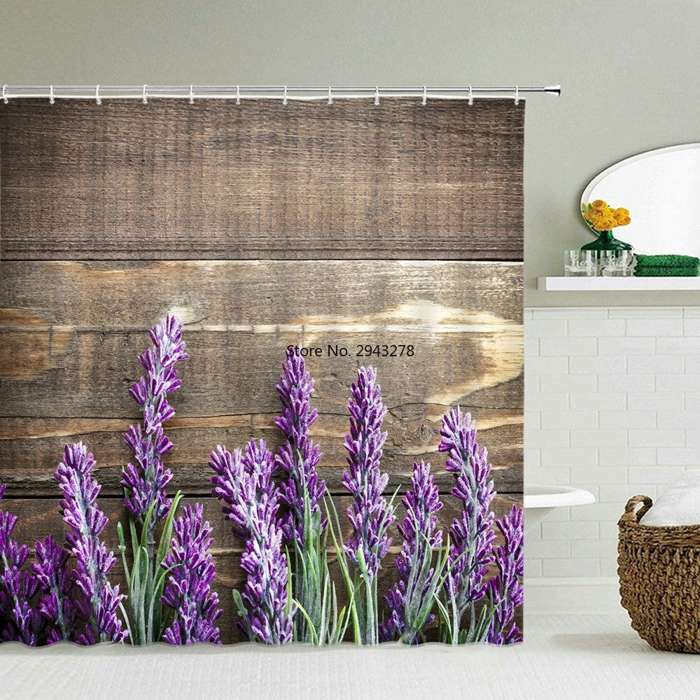 

Flowers lavender Pattern Shower Curtains Waterproof Polyester Bath Screen for Home Decoration Bathroom Printed Shower Curtain