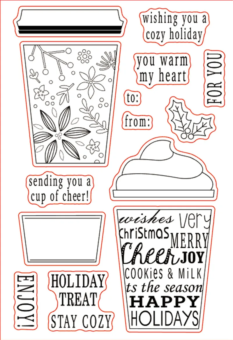 11x16 чашка новый Прозрачный Очистить резиновый штамп лист цепляться Скрапбукинг