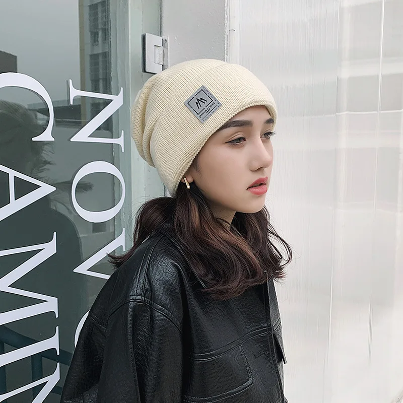 Зимняя женская шапка с логотипом бэнни однотонные шерстяные утепленные шапки
