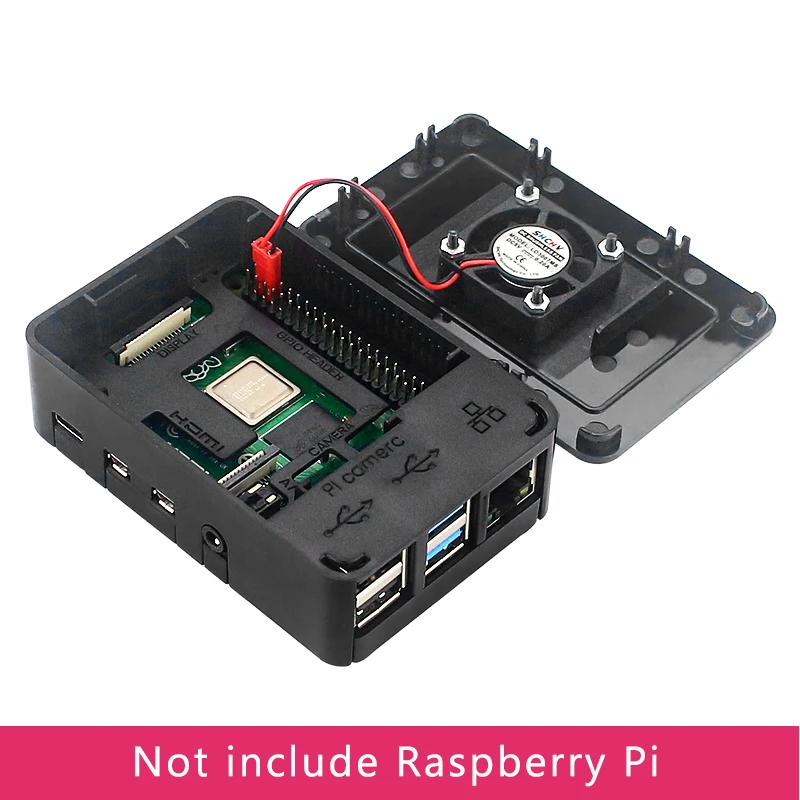 Чехол для Raspberry Pi 4 корпус из АБС пластика черный совместимый с охлаждающим