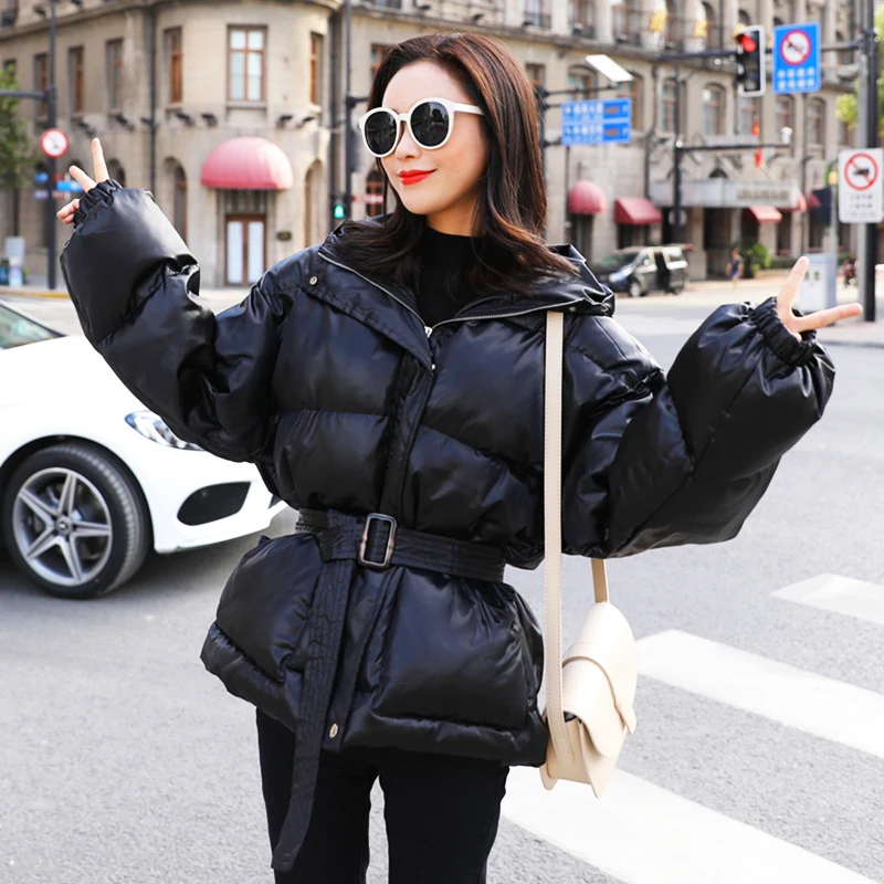 2021 Winter Jacket Women Streetwear Padded Puffer Warm Coat Femme Parkas Hooded Korean Style New Arrival Black Women Clothing