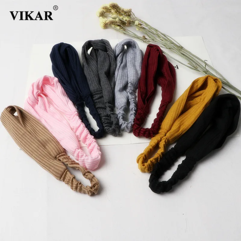 VIKAR Новая Вязаная хлопковая повязка на голову резинка для волос аксессуары