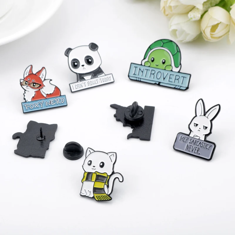 

Cute Brooches Lovely Animal Letters Brooch Enamel Pin Women Lapel pin Badges Cute Rabbit Fox Cat Brooches pins Gift dropshipping