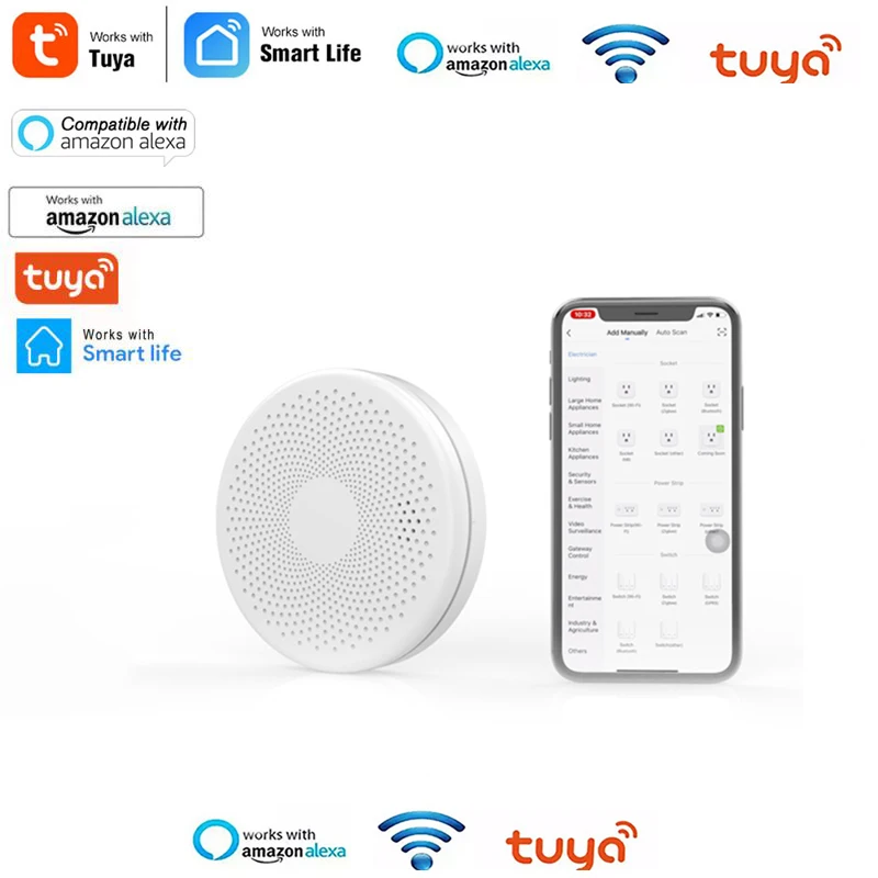 

Детектор дыма Tuya Smart WiFi, датчик температуры с пожарной сигнализацией, система домашней безопасности, работает с приложением Tuya Smart Life Alexa