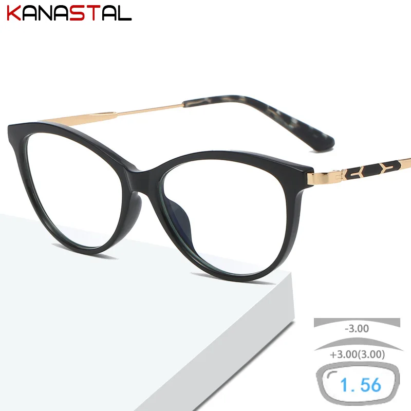 

Women Anti Blue Light Blocking Glasses Alien Eyeglasses Frames Eyewear TR90 Metal CR39Lens Prescription Hyperopia ReadingGlasses