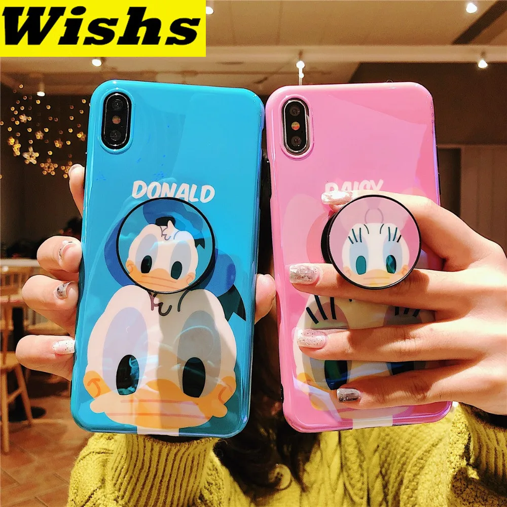 Для iPhone 11 Pro MAX забавные мультяшные милые очаровательные девчачьи мышь утка кронштейн Blue Ray IMD чехол для iPhone XR XS MAX X 6 6S 7 8 Plus