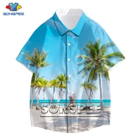 sonspee 3d print palm tree beach shirt summer casual streetwear women mens hawaiian short sleeve shirts oversized top clothing
