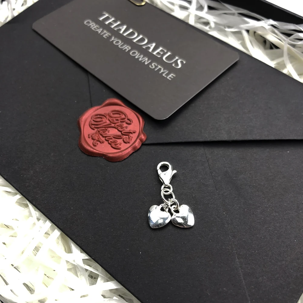 Горячие 925 стерлингового серебра двойной подвески шармы в форме сердца Fit браслет