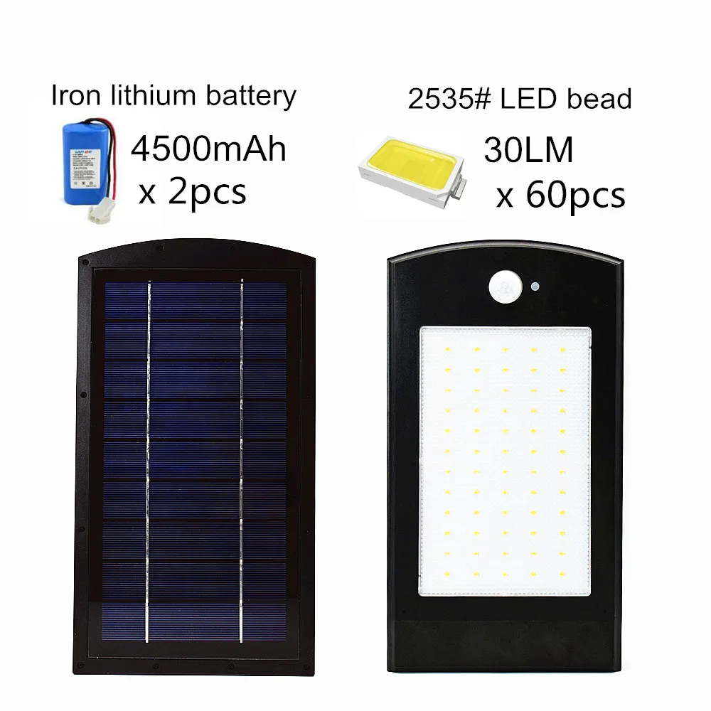 Солнечный светильник на открытом воздухе Motion Сенсор 60LED 1350LM дистанционного