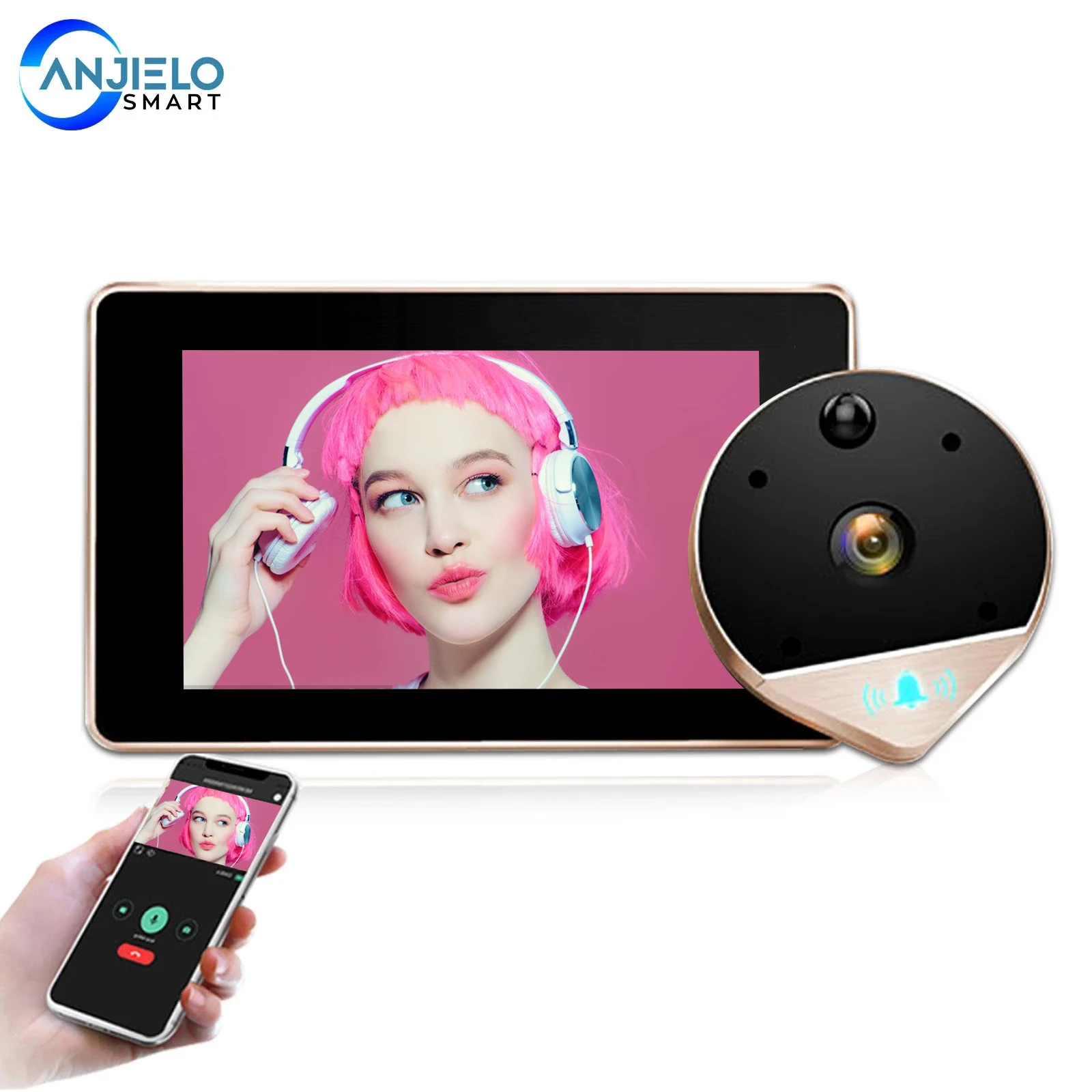 

Видеодомофон 1080P HD с Wi-Fi и экраном 4,3 дюйма