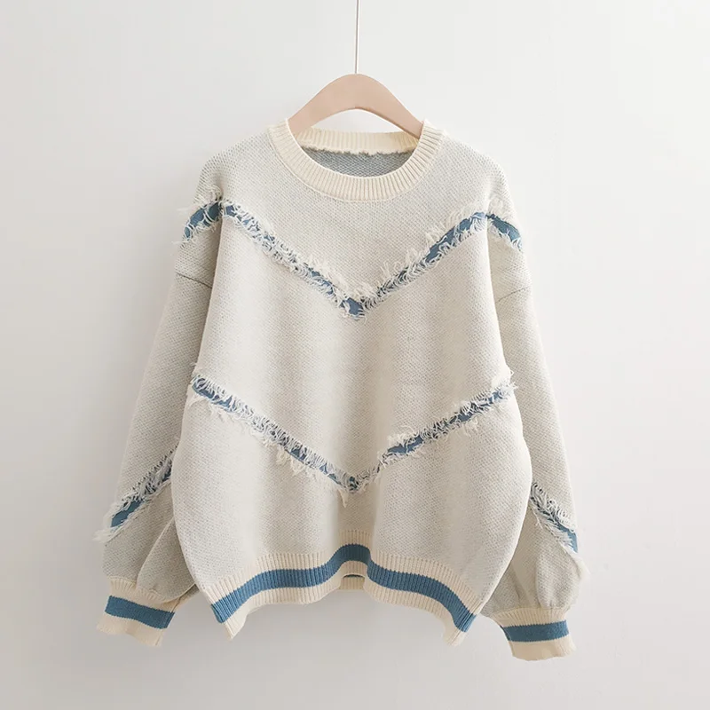 Женский свитер оверсайз Свободные корейские свитера и пуловеры большого размера