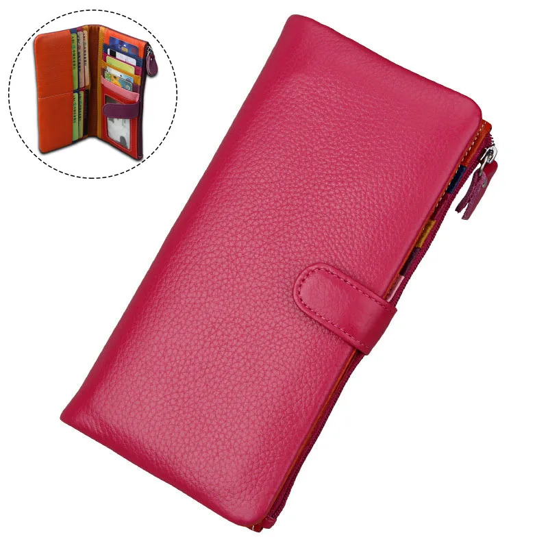 Style B Rose Red Модные женские кошельки Женский кошелек из натуральной кожи, Женский кошелек для монет, женский клатч конфетного цвета, на молнии, кошелек женский натуральная кожа кошелёк-женский baellerry для женщин портмонета - Цвет: Style B Rose Red