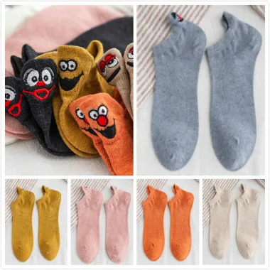 13 Женские носки, 5 пар, женские хлопковые носки с вышивкой Kawaii, короткие носки, женские носки-башмачки, женские повседневные носки - Цвет: 13