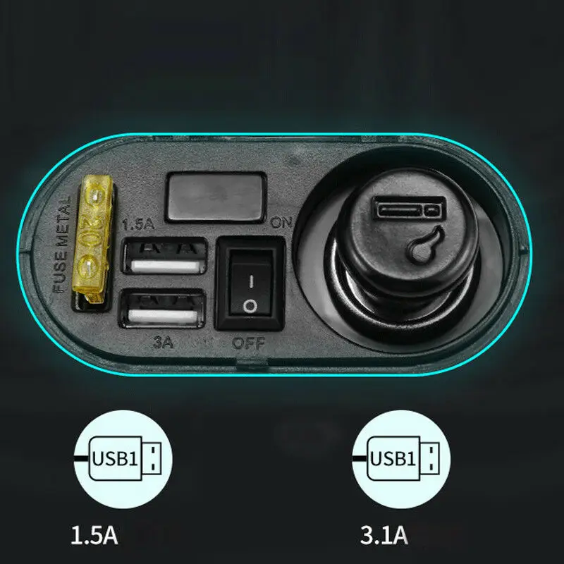 Мотоциклетное зарядное устройство с двумя USB-портами и прикуривателем |