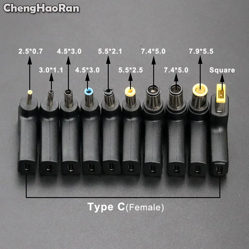 ChengHaoRan Laptop Power Adapter Connector DC Plug USB Type C Female to Male Jack Converter for HP Dell Lenovo Asus Notebook | Компьютеры