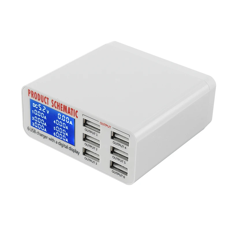 Интеллигентая(ый) 6 USB Порты и разъёмы Зарядное устройство паяльная станция 60W 8A ЖК-дисплей Дисплей быстрой зарядки для мобильного телефона зарядное устройство USB для планшета для iPhone samsung адаптер