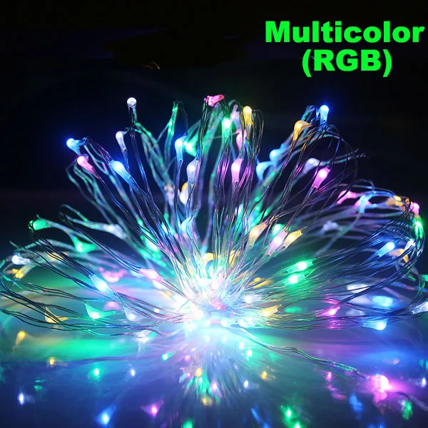 RGB 20 50 100 светодиодный светодиодная гирлянда на батарейке огни уличная гирлянда люсис привело decoracion серебряной проволоки для новогодних праздников, свадебной 9 видов цветов - Испускаемый цвет: RGB