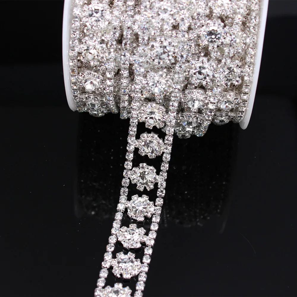 5 yard Wedding Dress Belt Costume Applique DIY Beauty Accessories Chain Silver/Gold Rhinestone Crystal Sew On Trims | Свадьбы и