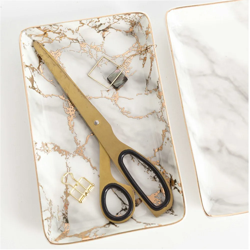 Северное золото Мрамор узор керамика поднос для хранения минималистский Десерт