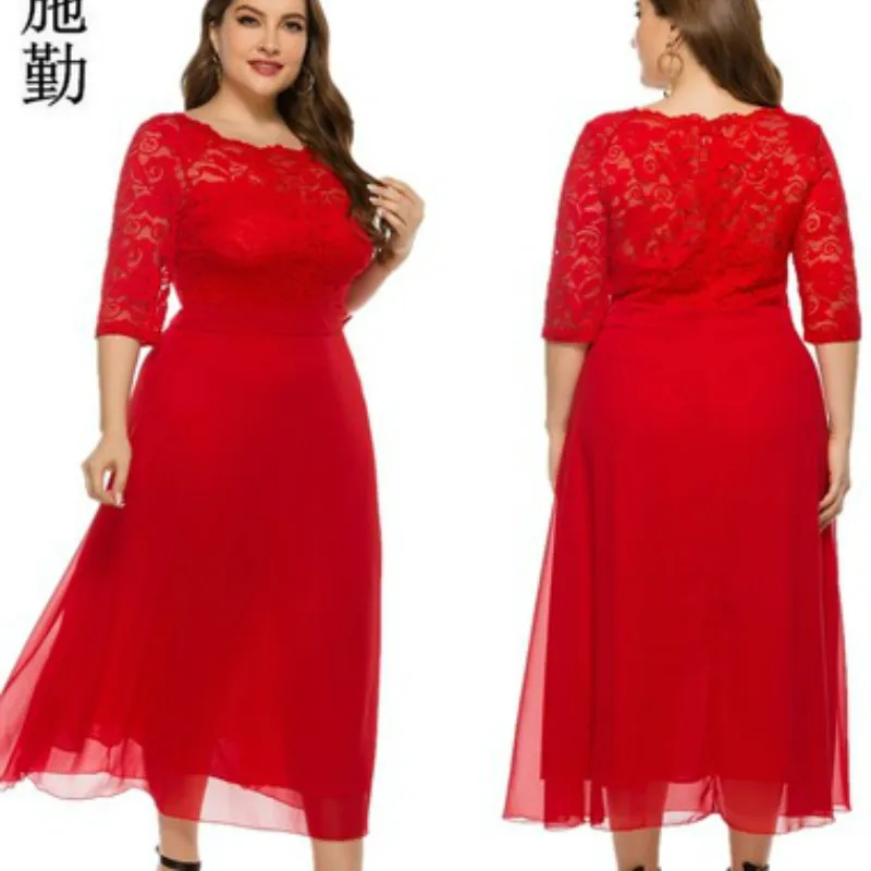 Женское летнее и осеннее платье большого размера 5XL XL элегантное розовое