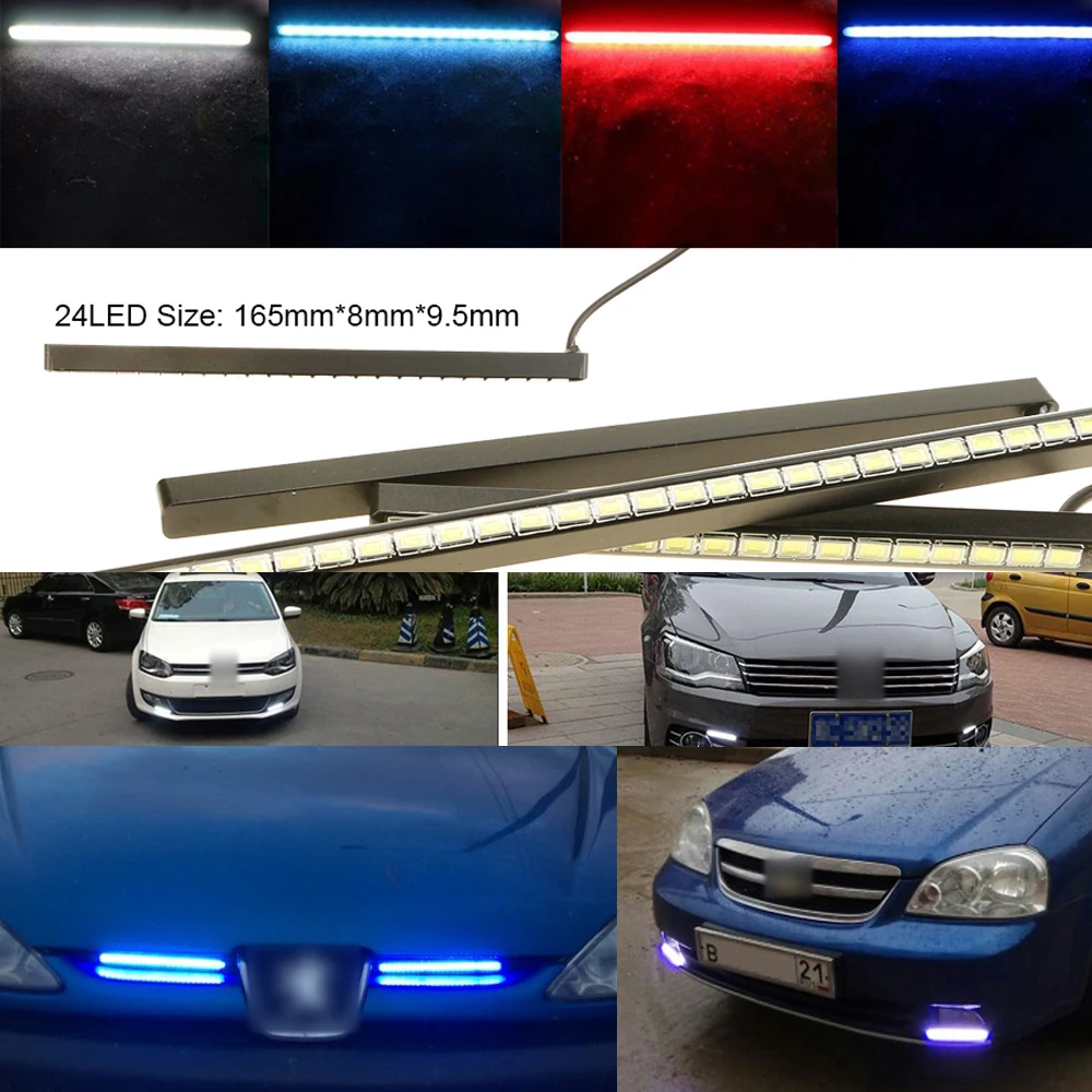 

2PCS Daytime Running Light 18/24/30LED SMD 5630 Fog Light Source Ultra-thin Super Bright Invisible Waterproof LED DRL Strip CE